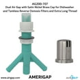 thumbnail image 6 of Dual Air Gap with Satin Nickel Brass Cap for Dishwasher and Tankless Reverse Osmosis Filter and Extra Long Thread (AG200-707, AG200-X07, AMERIGAP), 6 of 9