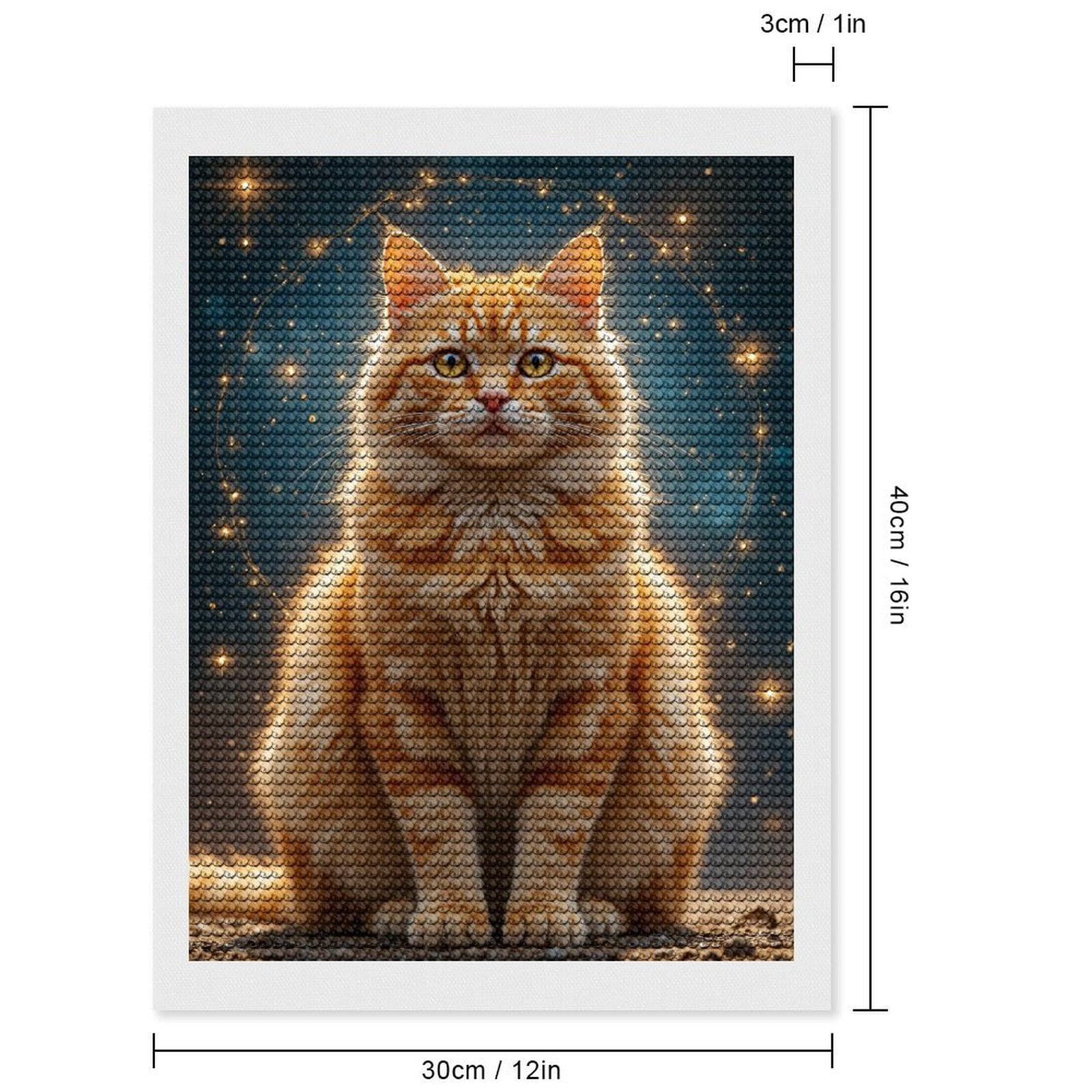 Diamond Art Kits for Adults, Orange Tabby Cat Sparkling 5D Diamond Painting Kits for Adults Beginners, DIY Full Drill Diamond Painting, Gem Art and Crafts 12x16
