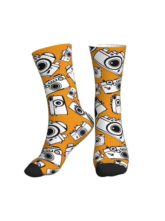 Crew Socks for Women Men Athletic - line camera Soft Comfort Breathable Mid-Calf Sole Running Socks Womens Men