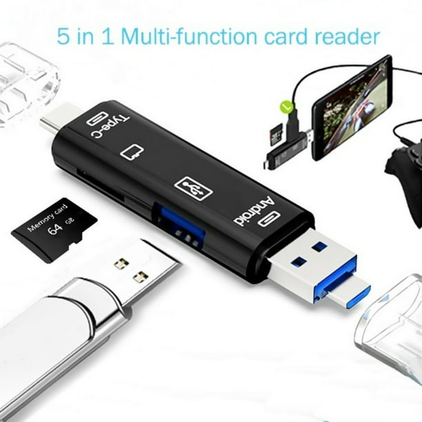 Usb Type C Adapter Card Reader Memory Card Reader Multifunction 5 In 1 ...