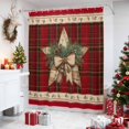 thumbnail image 4 of Red Christmas Shower Curtains for Bathroom, Xmas Pine Needles Stars Floral Winter Plaid Waterproof Fabric Shower Curtain, Decorative Bathroom Curtain for Bathtub, 72"x72", No Hooks Included, 4 of 9