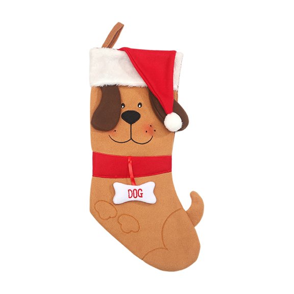 2026 Christmas Home Party Decoration Christmas Stockings Cute Puppy Xmas Stocking With Santa Hat For Fireplace Tree Hanging Christmas Decorations Gifts Christmas Celebration Party Supplies