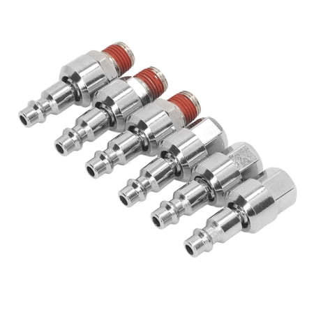 NFTIGB 6PCS Air Hose Fittings 1/4 Inch NPT 360 Degree Swivel Air Coupler Stainless Steel Quick Connect Male Plugs (5.91 in / 15.0 cm)