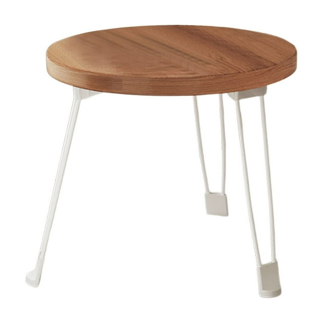 Foldable Small Table Movable Round Side Coffee Table End Table Dining Table For Sofa Brown Free Size Wood Construction Brown