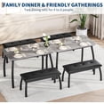 thumbnail image 4 of 3-Piece Dining Table Set for 4 with 2 Upholstered Benches, Wooden Table, 4 of 7