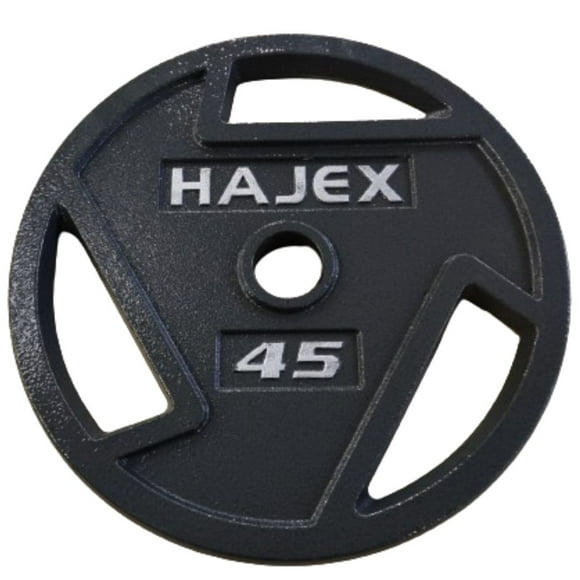 HAJEX Olympic Tri Grip Cast Iron Weight Plates 2 inch - (2.5LB, 5LB, 10LB, 25LB, 35LB, & 45LB), Single & Pairs