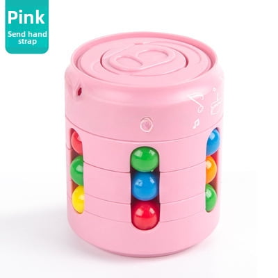 Large Pink Coke Can-Shaped Fidget Cube with Rotating Beads - Educational Stress Relief Toy for Kids 4-6, Durable Plastic Cross-Border Sensory Toy to Enhance Cognitive Skills & Unwind