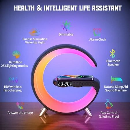 

New Intelligent G Shaped LED Lamp Bluetooth Speake Wireless Charger Atmosphere L