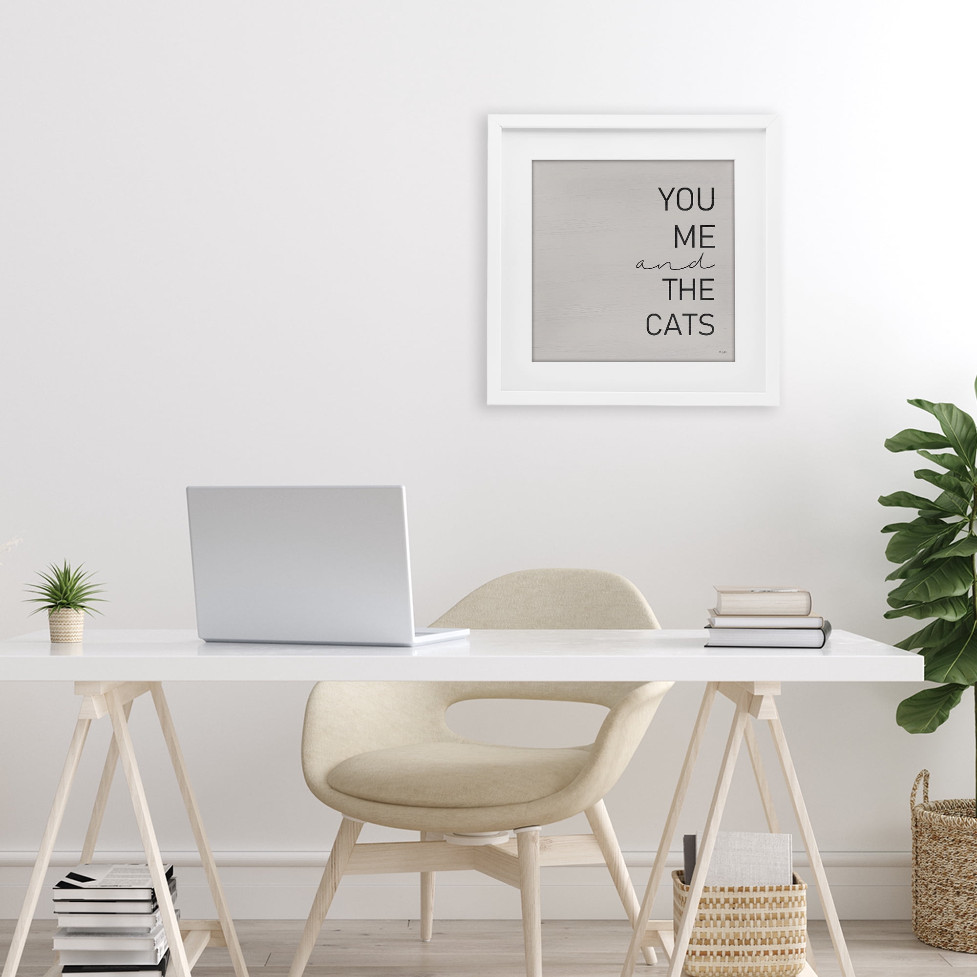 Stupell Industries Minimal You Me & Cats White Framed Print Under Glass, design by Jaxn Blvd.