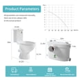 thumbnail image 4 of Macerating Toilet with 600Watt Macerator Pump, Upflush Toilet For Basement with Extension Pipe,Round Bowl,Toilet Tank and Macerator Pump with 4 Water Inltes for Kitchen Sink, Bathroom, 4 of 9