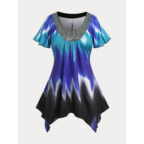 Camiseta de Pañuelo de Lentejuelas en Talla Extra Rosegal Camisetas tallas grandes