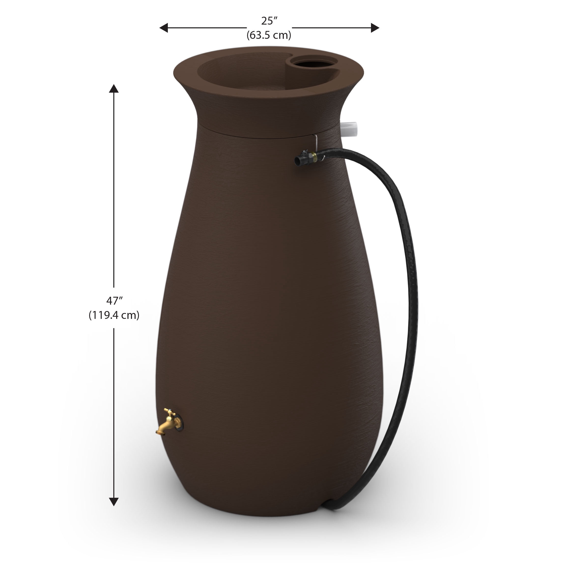 Algreen Cascata Rain Barrel, 65 Gallon, Dark Brown Resin