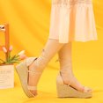 thumbnail image 2 of Unique Bargains Sandales à Talons Compensés Espadrilles à Lacets pour Femmes, 2 of 6
