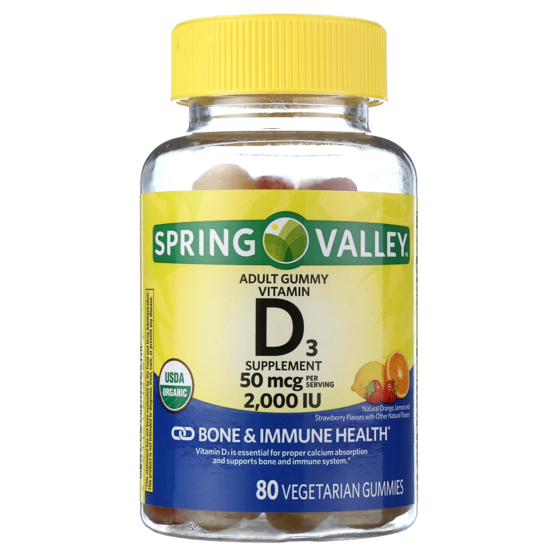 Spring Valley Vitamin D3 Gummy, 2000 IU, 80 Ct