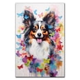 thumbnail image 2 of Papillon Dog Flower Canvas Painting Colorfull Canvas Art Prints Bathroom Artwork for Wall Living Room Bedroom Bathroom Wall Art Framed Art Wall Decor 1 inch, 2 of 5