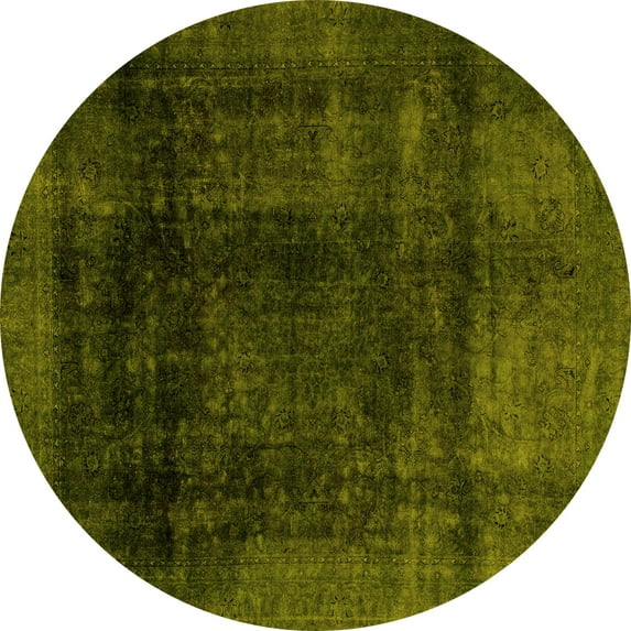Ahgly Company Indoor Round Abstract Yellow Modern Area Rugs, 6' Round