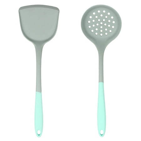 

Two-color silicone non-stick cookware set of 2 kitchen spatula spoon colander frying spatula