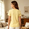 thumbnail image 5 of SSZMDLB Women T-Shirts Short Sleeve Scoop Neck Summer Tops Basic Tee Shirt Comfy Casual Everyday Wear Workout Clothes, Yellow 2XL, 5 of 5