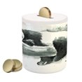 thumbnail image 1 of Panda Piggy Bank, Panda Lying on a Tree Branch Classic Watercolor Painting Style Art Print, Ceramic Coin Bank Money Box for Cash Saving, 3.6" X 3.2", Black White, by Ambesonne, 1 of 4