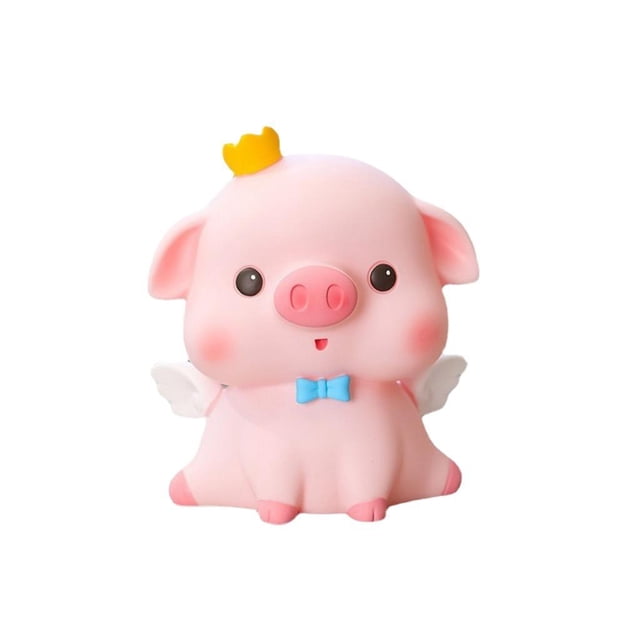 Alcancía, Figura de cerdo, Bordes redondeados, Regalos de cumpleaños, Manualidades, Adorno de escritorio, Cerdo mediano con ojos abiertos