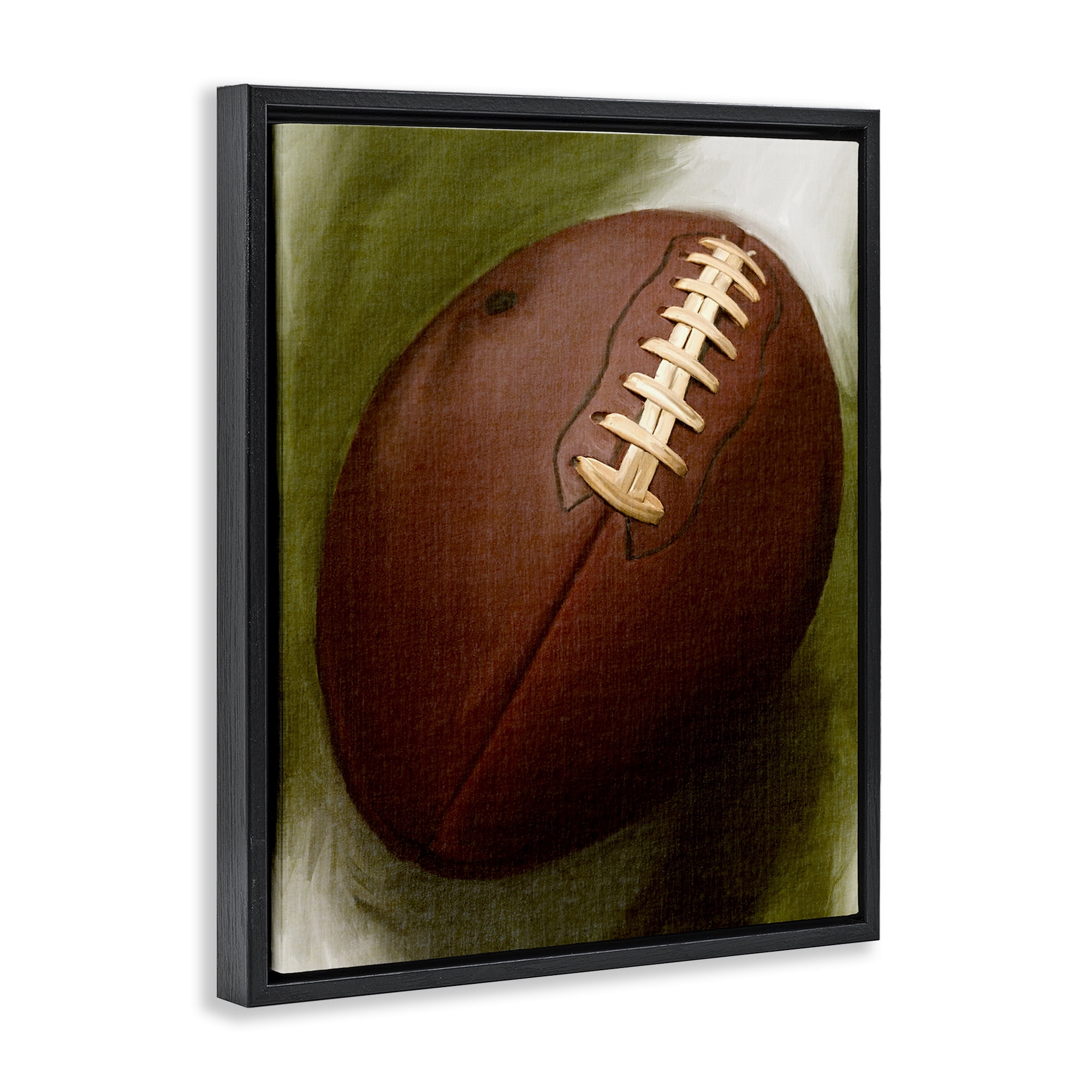 Stupell Industries Traditional Football Painting Sports Painting Black Floater Framed Canvas Art Print Wall Art, 17 x 21