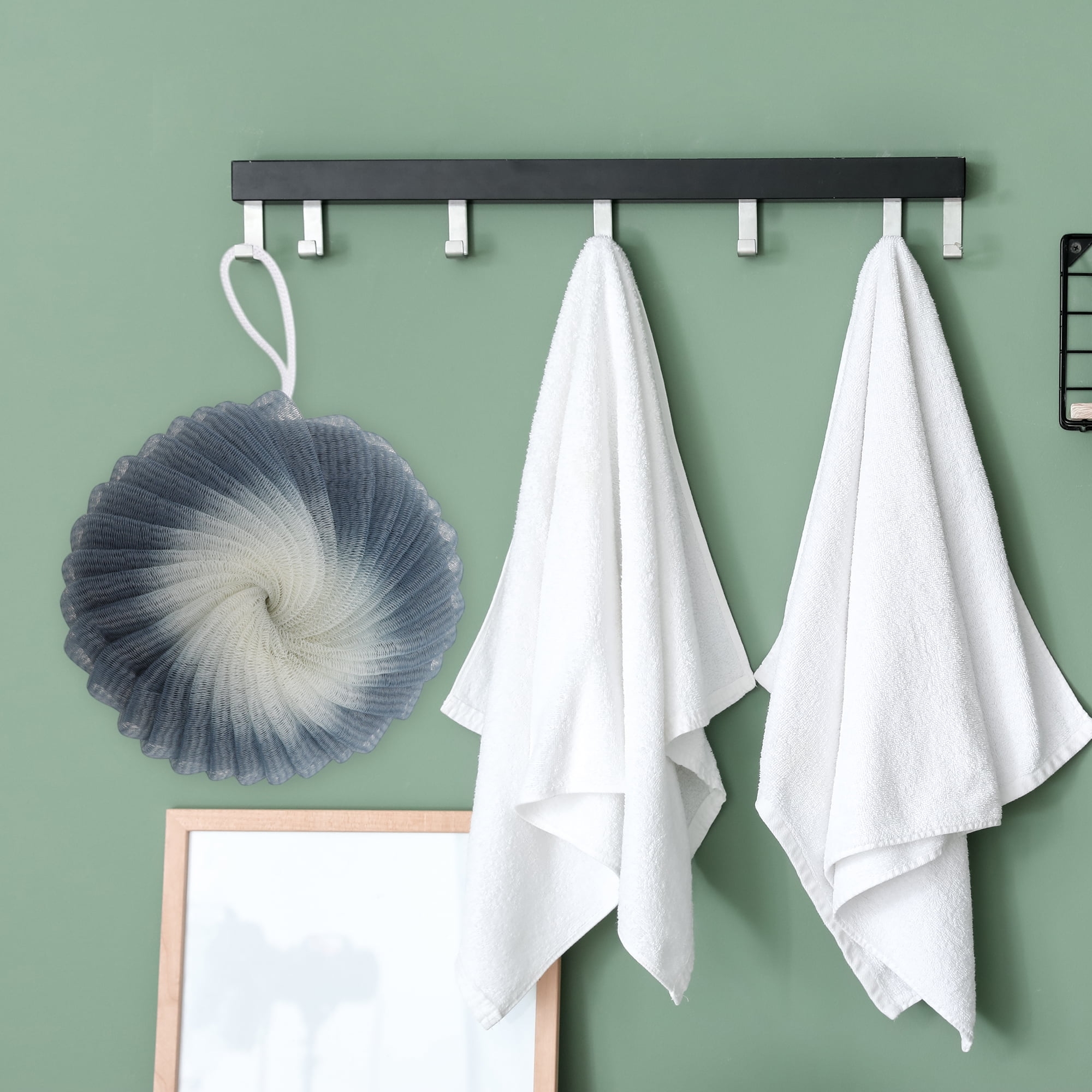 Unique Bargains Flower Bath Shower Loofah Sponge 1 Pc Gray Black