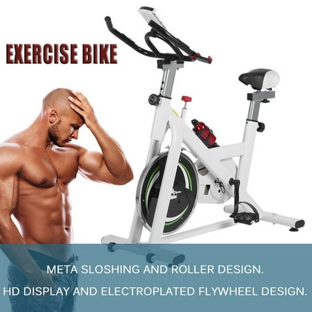 Indoor Bike Trainer Stationery Exercise Bicycle Cycling Trainer Practical Dynamic Cardio Health Workout HD Display Home Fitness Equipment White