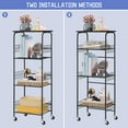 thumbnail image 4 of 4-Tier Round Tube Wire Storage Rack - Matte Black Frame with Wood Top & 5 Utility Hooks, 4 of 6