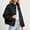 Black, variant on WIZUTIZ Women's Polka Dot Zip Up Jacket Lapel Collar Drawstring Hem Casual Lightweight Coat Spring Fall Outerwear with Pockets