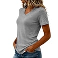 thumbnail image 6 of Tqcoqu V Neck Short Sleeve T-Shirts for Women,Womens Cotton Blend Solid Casual Basic Daily Tops,Gray Women's S-XXL, 6 of 6