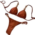 thumbnail image 2 of Women's Bikini Sets Beads Triangle Swimsuits 2 Piece String High Cut Cheeky Bathing Suits, 2 of 3