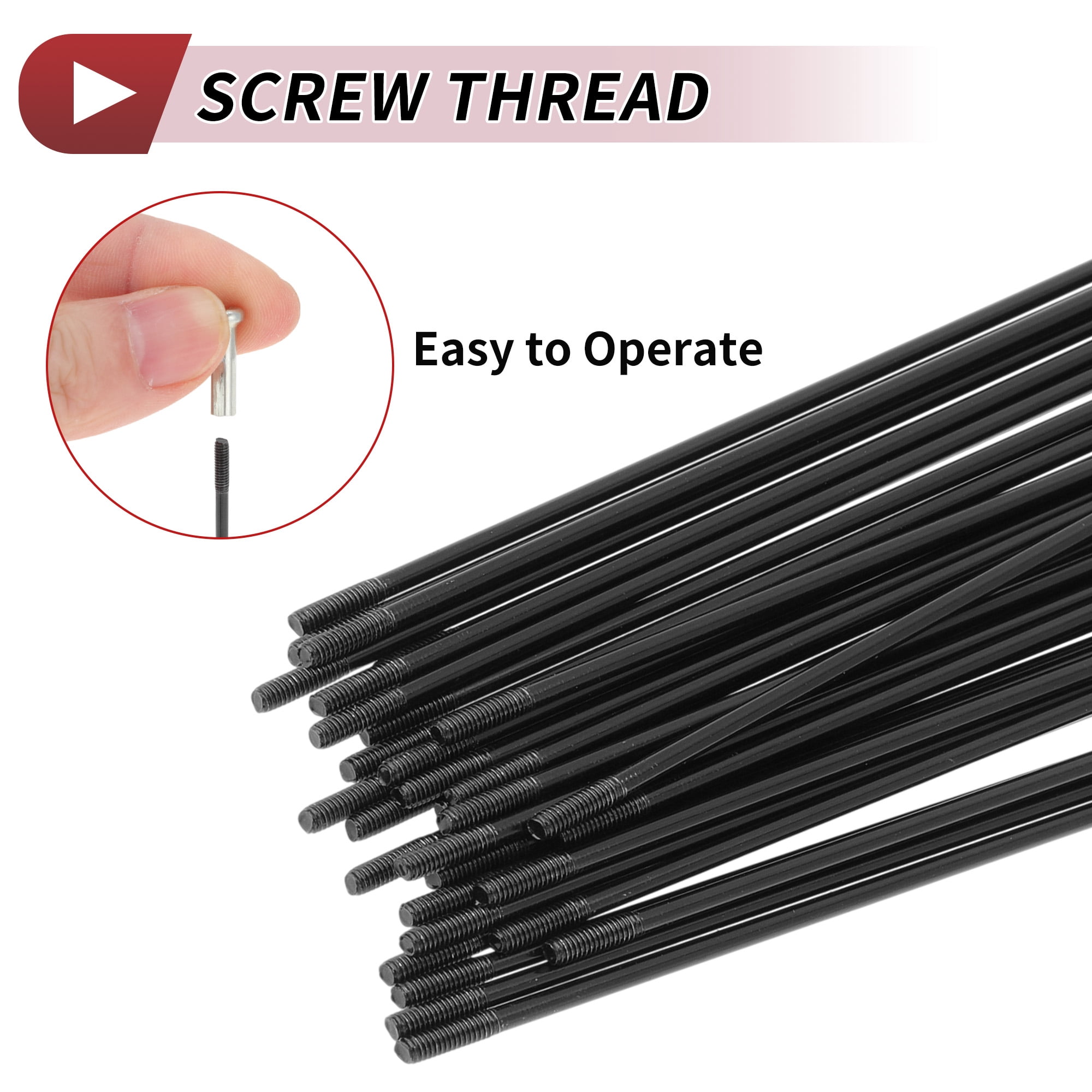 Unique Bargains 36Pcs J Bend with Nipple for MTB 14G Wheel Spokes Black 9.45"