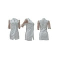 thumbnail image 6 of Yuemengxuan Double-breasted High-Quality Solid Color Mesh Lantern Sleeve Tailored Collar Dress, 6 of 8