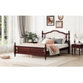 thumbnail image 6 of CoSoTower Queen Pine Wooden Bed with Upholstered Headboard and Panel Footboard, with Two Bed Rail Support Feet and Central Platform Support Feet ,Classic Cherry, 6 of 9