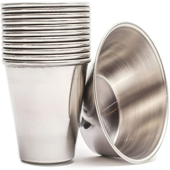 ACDANC Stainless Steel Condiment Sauce Cups Au Jus 24 Pack,Commercial Grade Safe/Portion Dipping Sauce Kitchen Set
