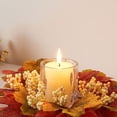 thumbnail image 4 of Fall Maple Leaf Candle Ring Wreath, Red Berry Pillar Candle Garland, Harvest Season Faux Foliage Candle Holder, Thanksgiving Table Centerpiece Decor, Artificial Autumn Leaf Arrangement, 4 of 5