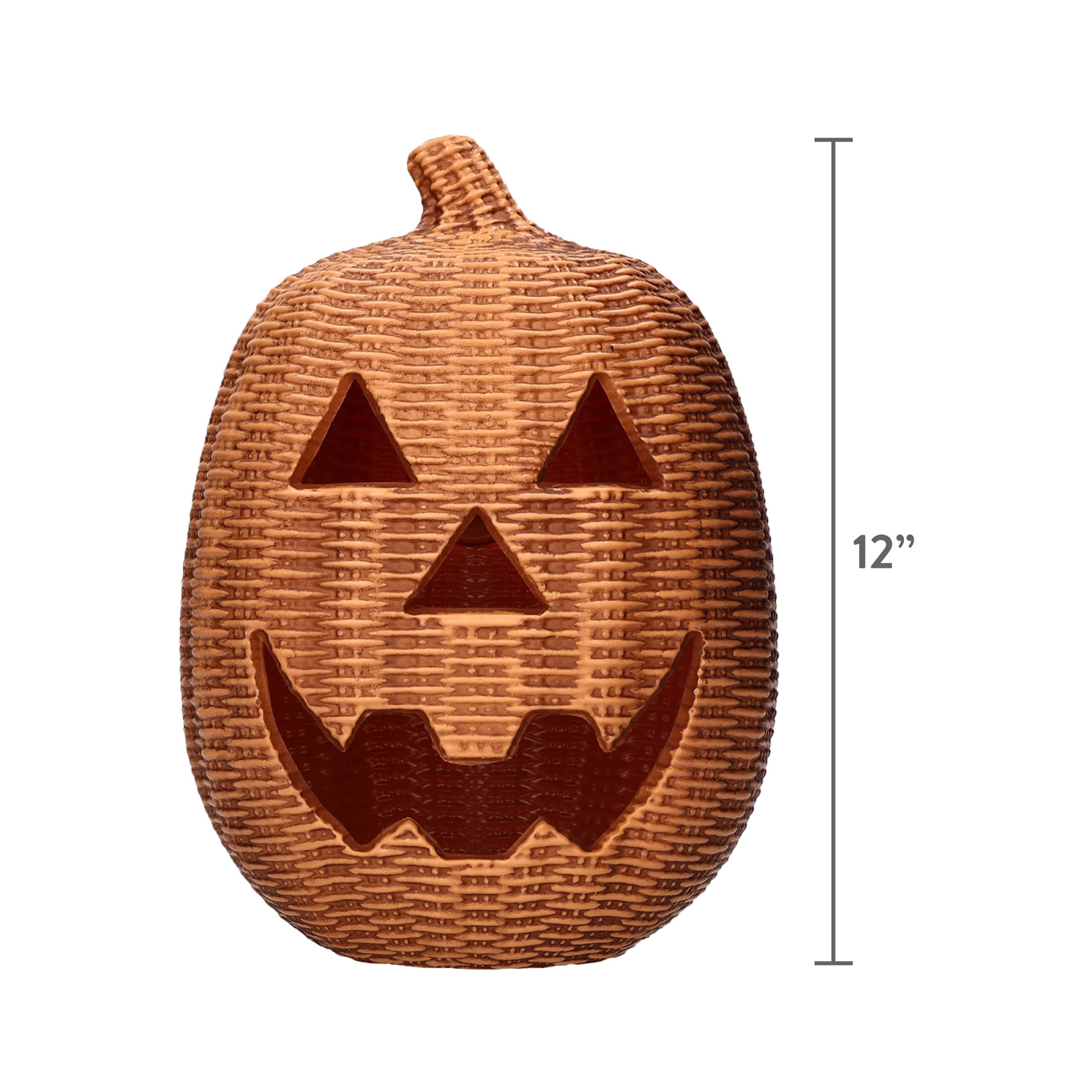 Light-Up Blow Mold Woven Jack-o'-Lantern Decoration, Brown, 12", Halloween by Way To Celebrate