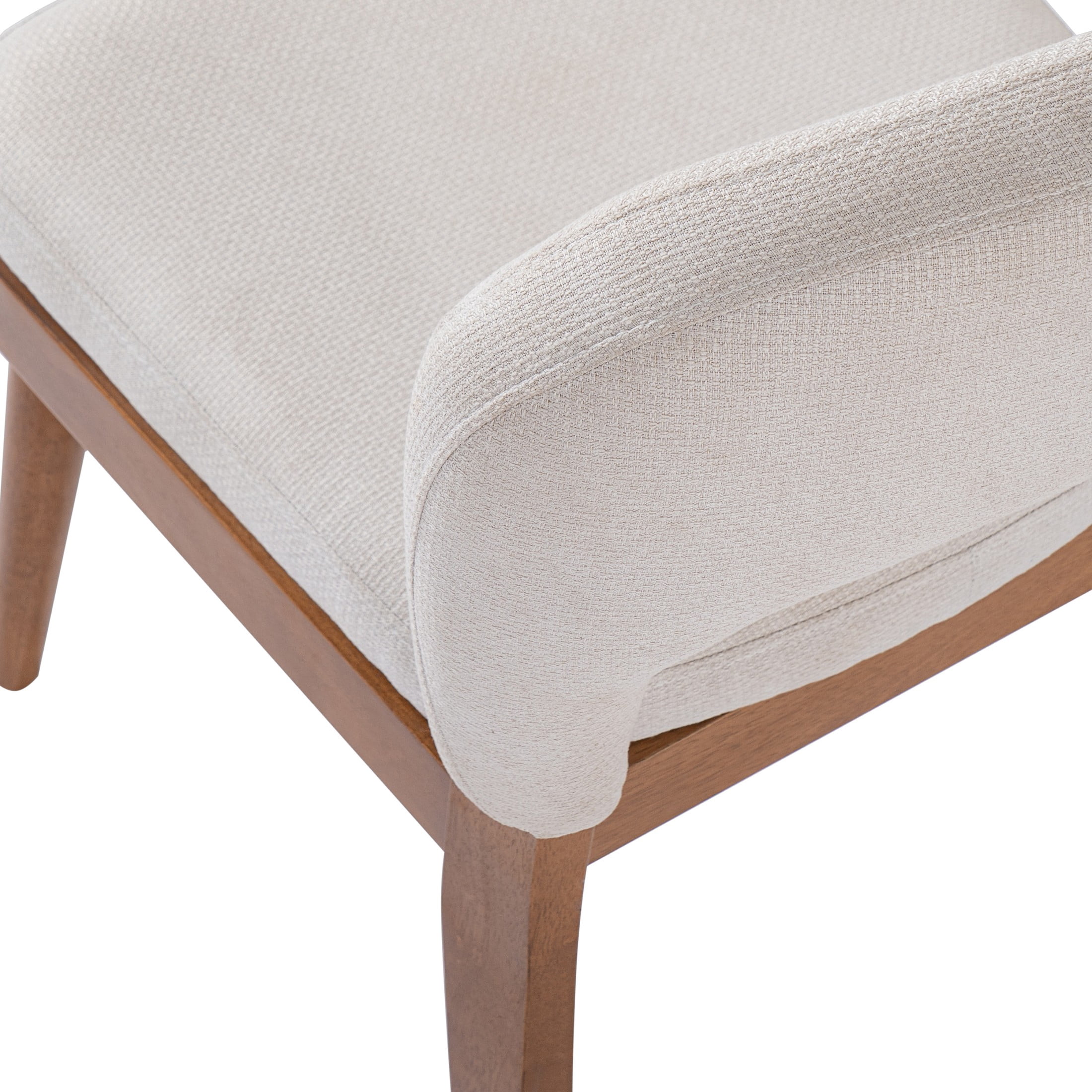 Christopher Knight Home Modern Armless Dining Chairs with Hollow Back, Wood Frame, Beige+Walnut, Set of 2
