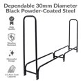 thumbnail image 4 of Sunnydaze Outdoor Steel Firewood Log Rack Holder with Weather-Resistant Heavy-Duty Polyester Log Rack Cover - 8' - Black, 4 of 10