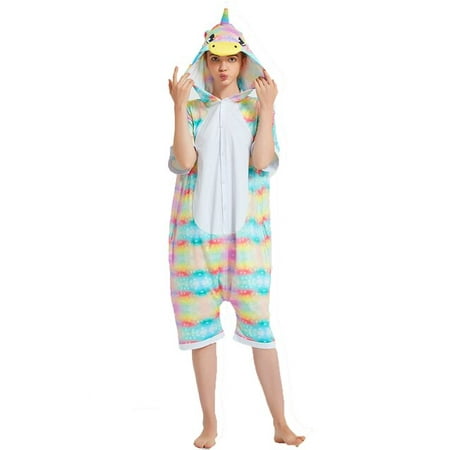 

CoCopeanut Summer Girls Short Sleeve Unicorn Pajamas Women Ice Silk Sleepwear Female Cute Animal Cartoon Fox Tiger Panda Pyjamas Onesies