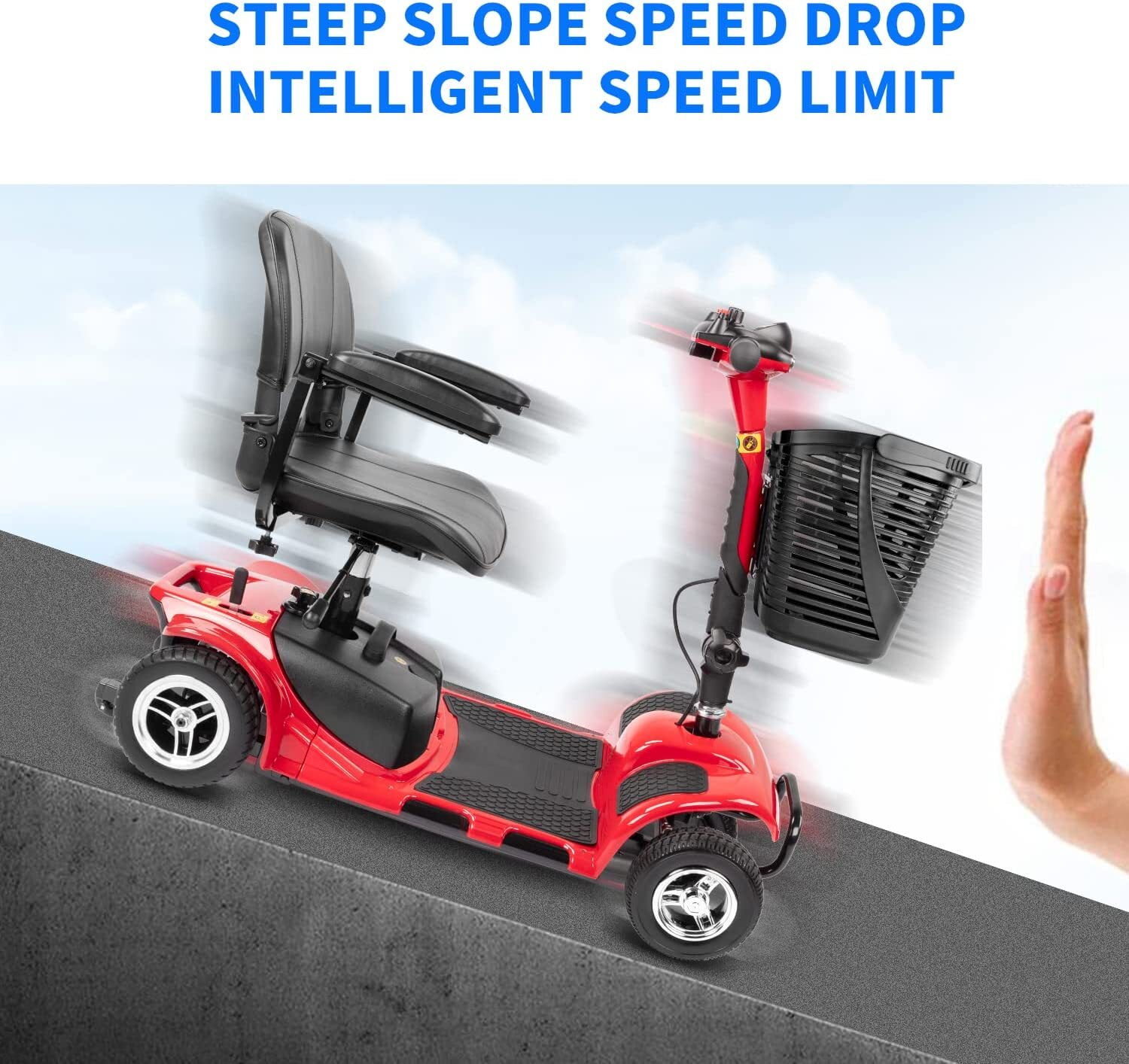 kanal trekant godtgørelse 1inchome 4 Wheel Mobility Scooter for Seniors, Folding Electric Powered  Wheelchair Device for Adults, Elderly, Gift for Elderly, Red - Walmart.com