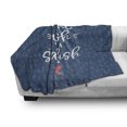 thumbnail image 2 of Saying Soft Flannel Fleece Throw Blanket, Nautical Themed Make a Wish upon a Starfish Text, Cozy Plush for Indoor and Outdoor Use, 70" x 90", Dark Sky Blue Slate Blue, by Ambesonne, 2 of 5