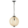 thumbnail image 2 of JONATHAN Y Abril 12.5" 1-Light Rustic Bohemian Iron/Wood Bead LED Pendant, Oil Rubbed Bronze/Brown, 2 of 11