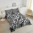 thumbnail image 4 of Erosebridal Zebra Print Bedding King Comforter Set, Tropical Palm Comforter Sets King Size, Black White Reversible Down Comforter, Super Cozy Room Decorative, 3 Pieces, 4 of 8
