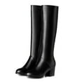 thumbnail image 6 of Pandaie Knee High Boots for Women Platform Chunky Heel Tall Boot Round Toe Side Zipper Fashion Long Riding Winter Booties Black 10.5, 6 of 8