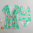 thumbnail image 2 of Xudanell 5-16T Girls 3 Piece Bikini Swimsuit Quick Dry Bathing Suit with Kimono Cover Up (Green, 6-7 Years), 2 of 8
