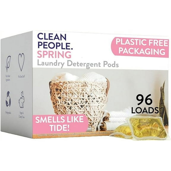 Clean People Laundry Detergent Pods - Clean Ingredients, Ultra-Concentrated - Spring Scent, 96 Loads