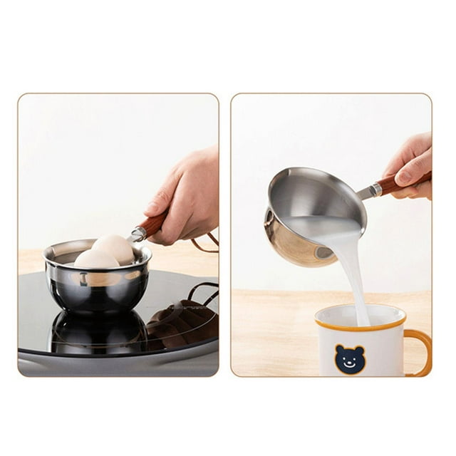 Sartén de Acero Inoxidable 304, Olla de Cocina, Aceite Caliente Multiusos Pequeño, Sartén de Aceite Especial Pequeña, Comedor, Chocolate Caliente, 180ml Macarena sartén de hierro fundido