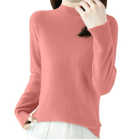 STETMN Women's Fleece long sleeve Sweater Casual Mock Neck Top Fall Plain Layer Warm T-Shirt
