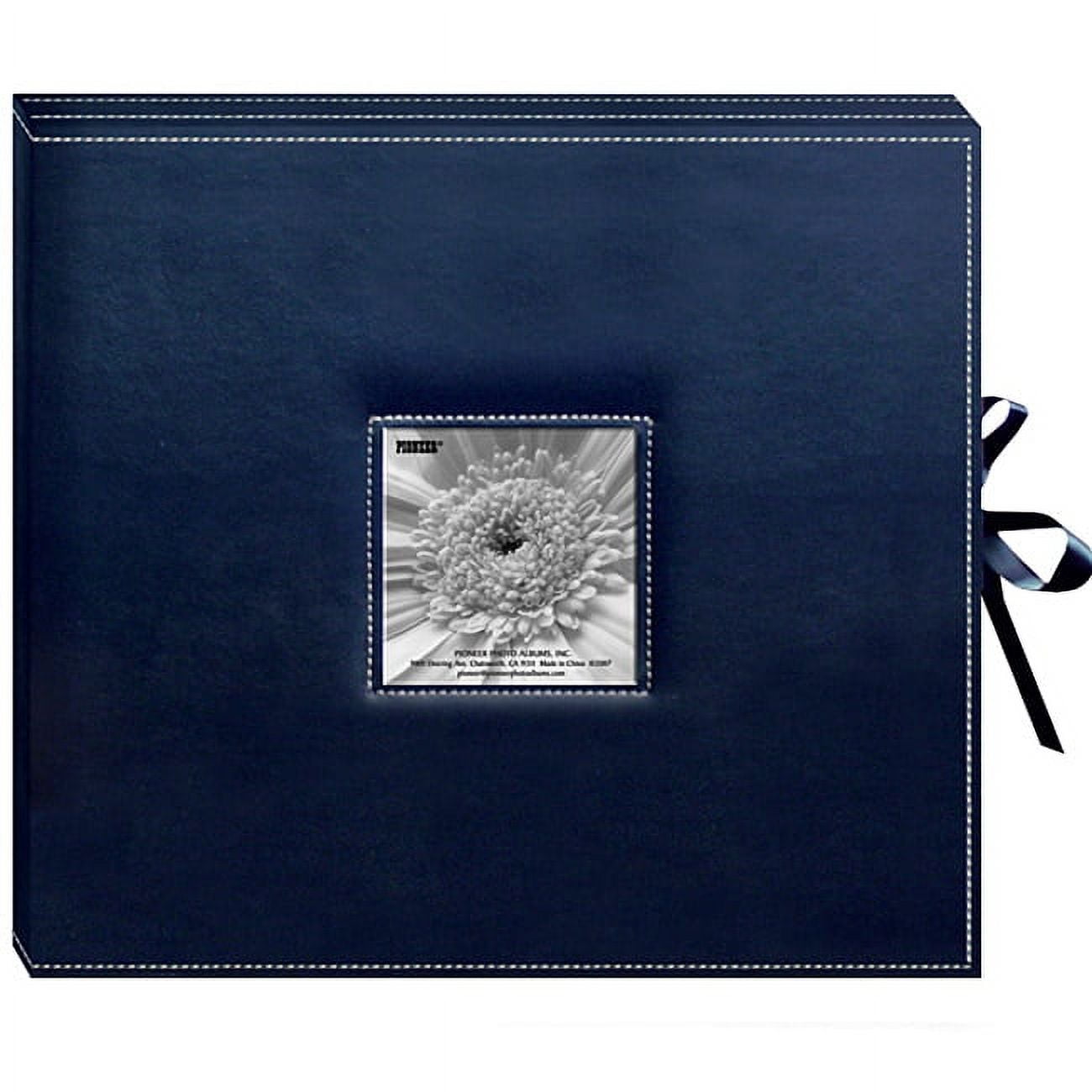 Pioneer 3-Ring Sewn Leatherette Album Box 13"X14.5"-Navy Blue